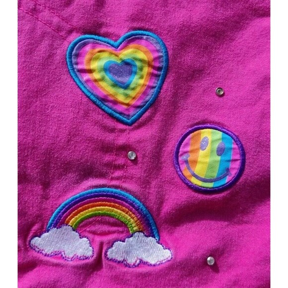 Lisa Frank Vintage Skirt Shorts Under Pink Rainbow Heart Smile Face Girls Size 8 - Picture 5 of 12